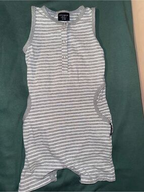 Little Bipsy Gray and White Striped Sleeveless One-Piece